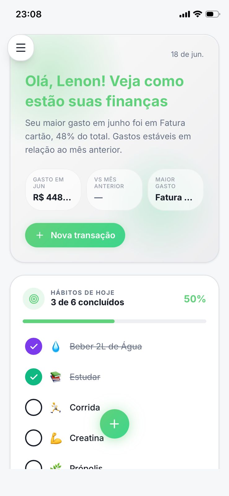 App da Sora no celular — tela 1